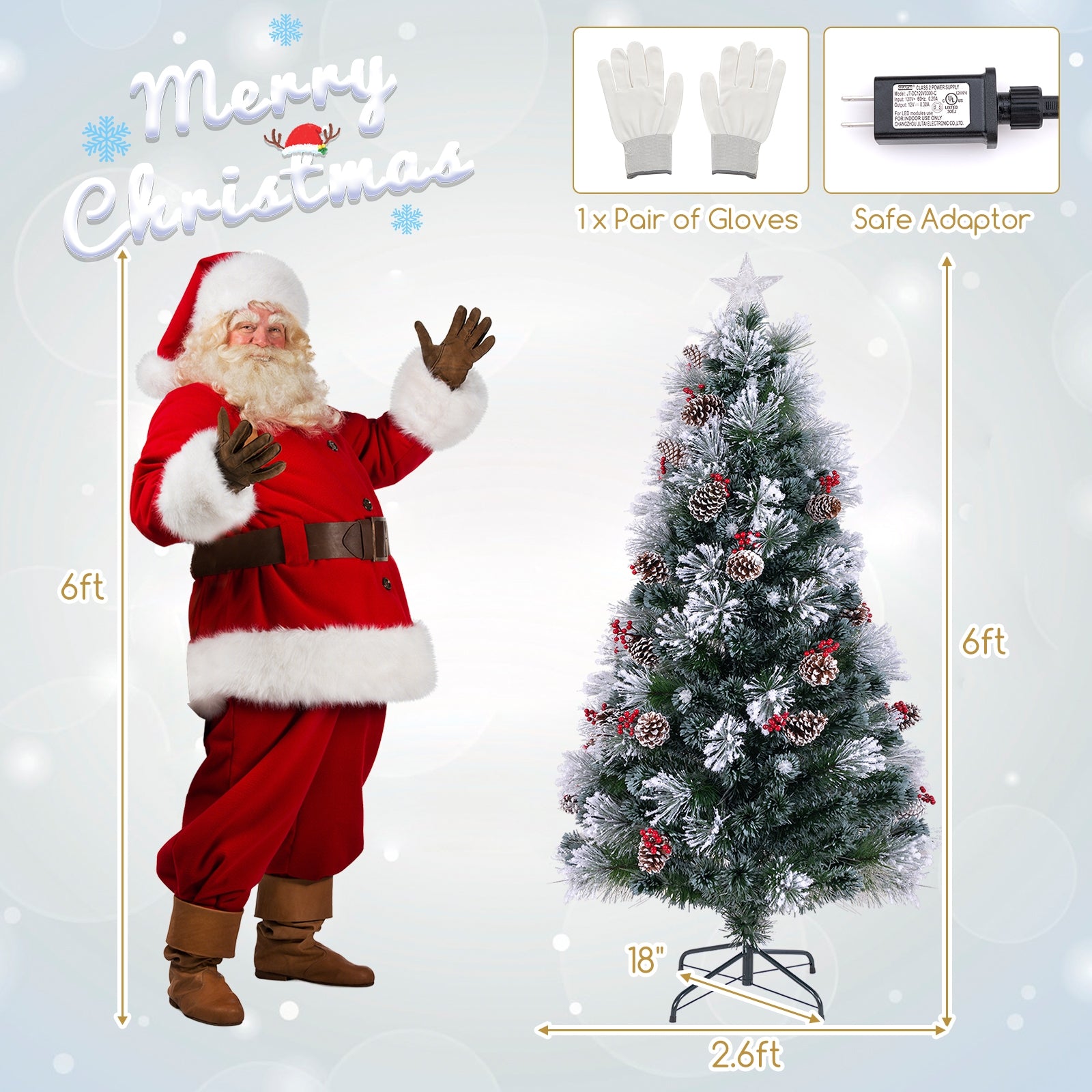6 FT Flocked Christmas Tree with 8 Lighting Modes, Green Christmas Tree at Gallery Canada