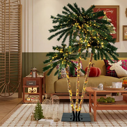 Artificial Lighted Palm Tree with Metal Base  157 Branch Tips and 930 Warm White LED Lights Faux Plants   at Gallery Canada