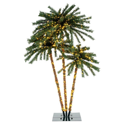 Artificial Lighted Palm Tree with Metal Base  157 Branch Tips and 930 Warm White LED Lights Faux Plants   at Gallery Canada