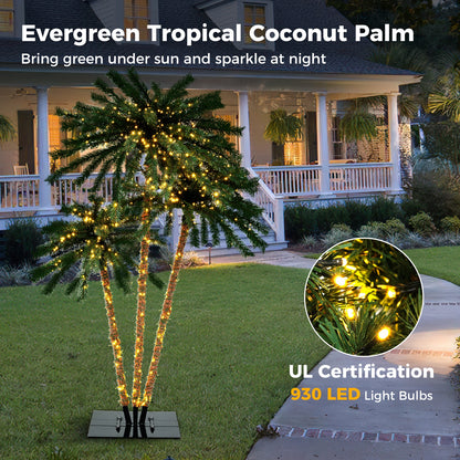 Artificial Lighted Palm Tree with Metal Base  157 Branch Tips and 930 Warm White LED Lights Faux Plants   at Gallery Canada