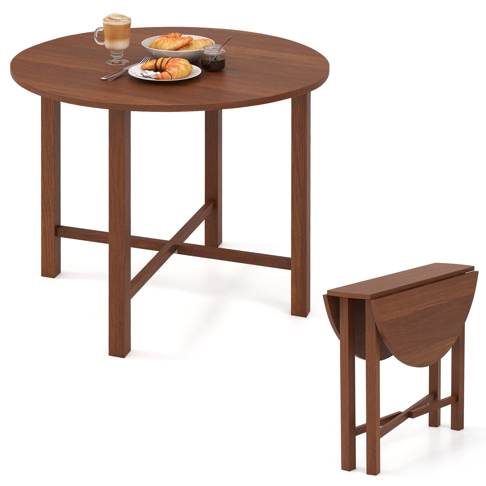 Dual Drop Leaf Dining Table for Small Spaces, Walnut Dining Tables Walnut  at Gallery Canada