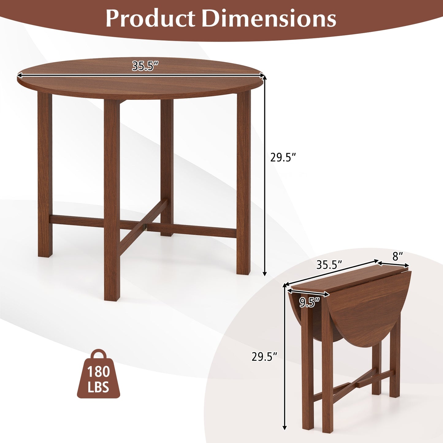 Dual Drop Leaf Dining Table for Small Spaces, Walnut Dining Tables   at Gallery Canada