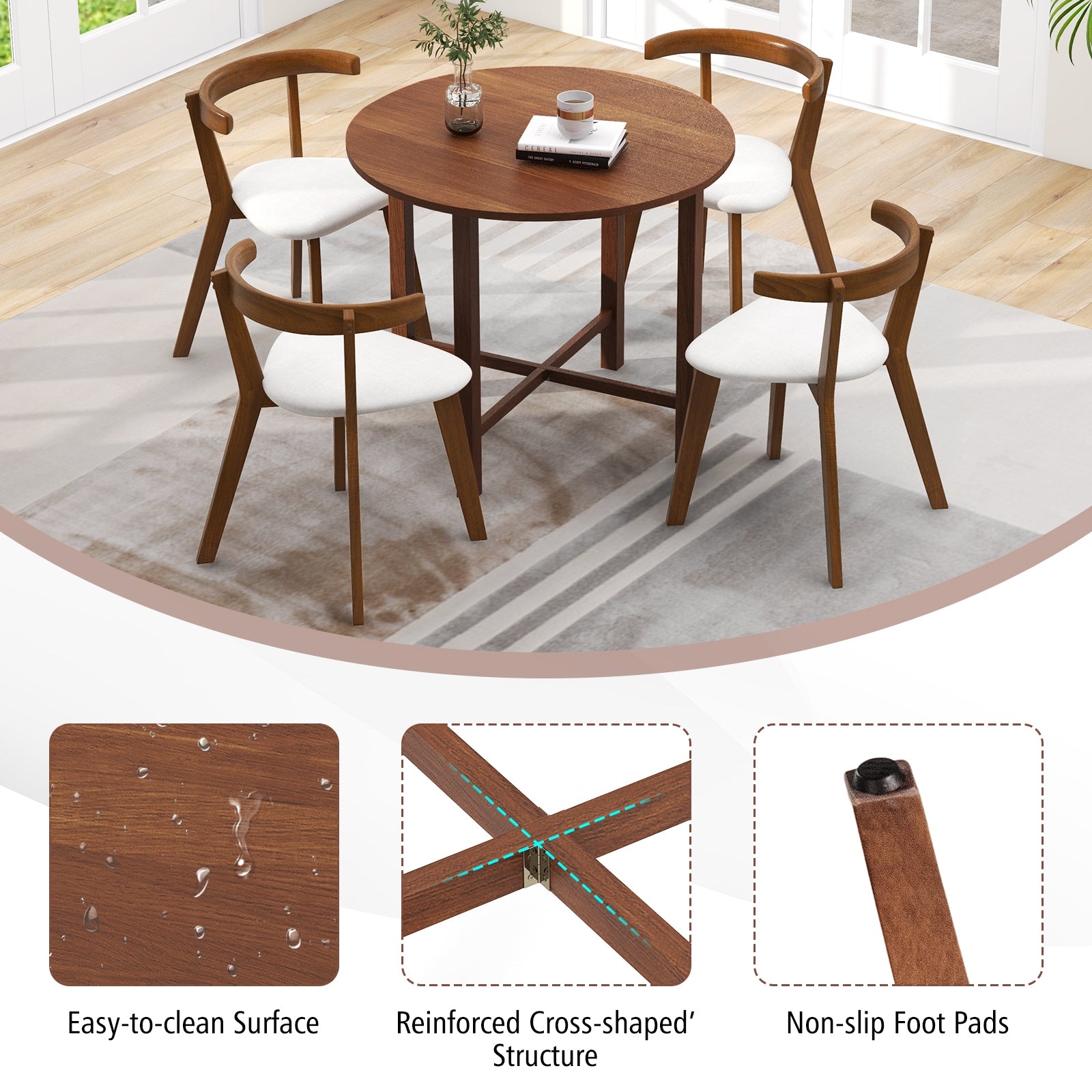 Dual Drop Leaf Dining Table for Small Spaces, Walnut Dining Tables   at Gallery Canada