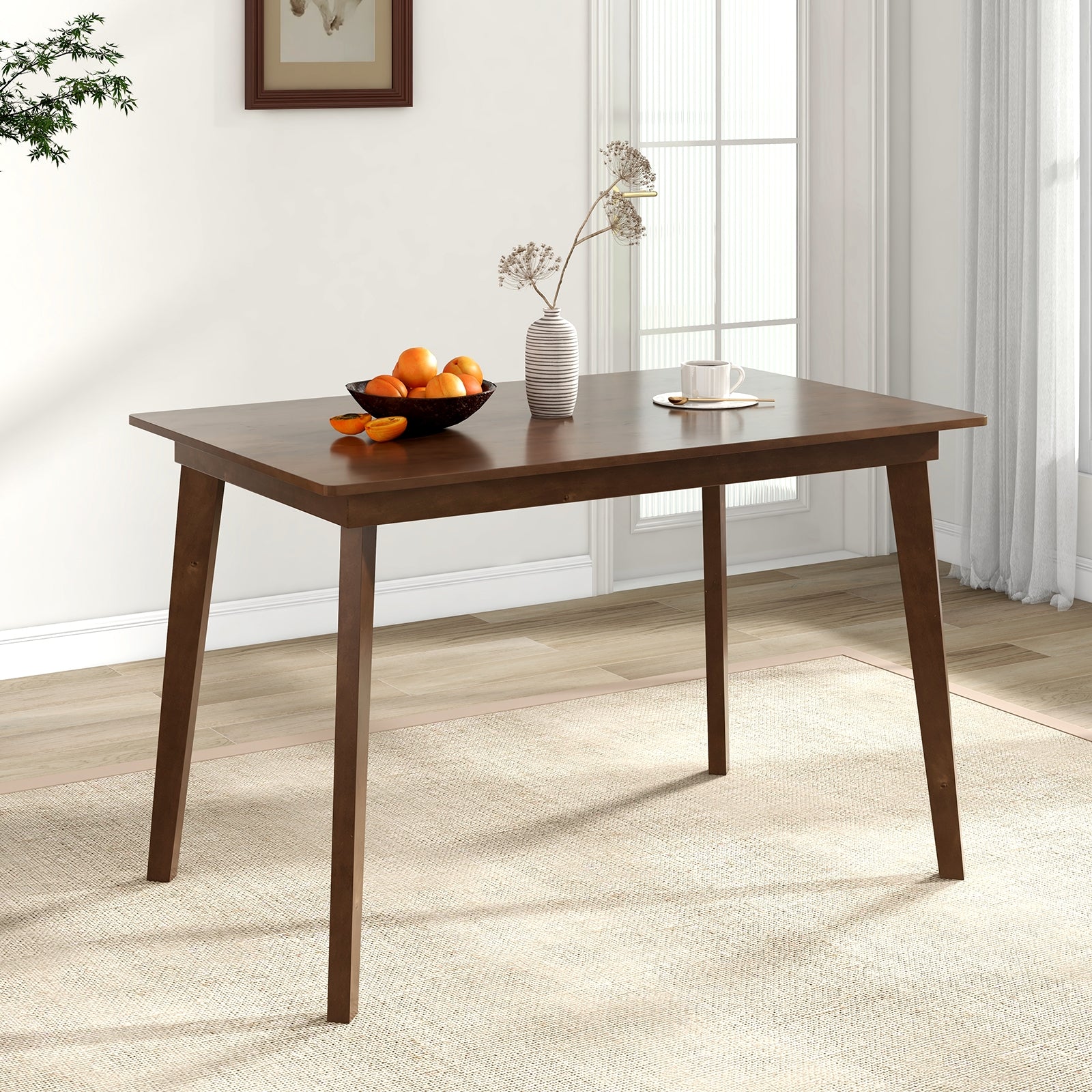 48 Inch Wooden Dining Table with Rubber Wood Legs for 4 People, Brown Dining Tables   at Gallery Canada