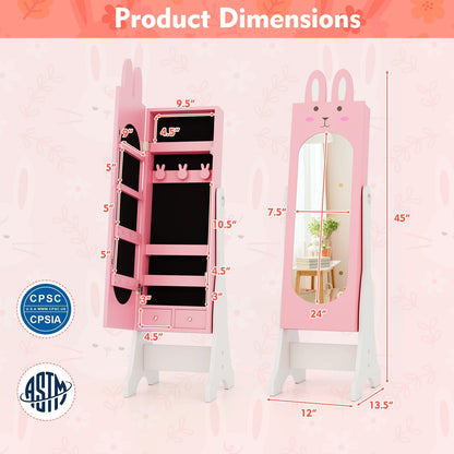 Kids Jewelry Armoire Cabinet with 2 Tilt Angles and Large Capacity, Pink Kids Vanities   at Gallery Canada