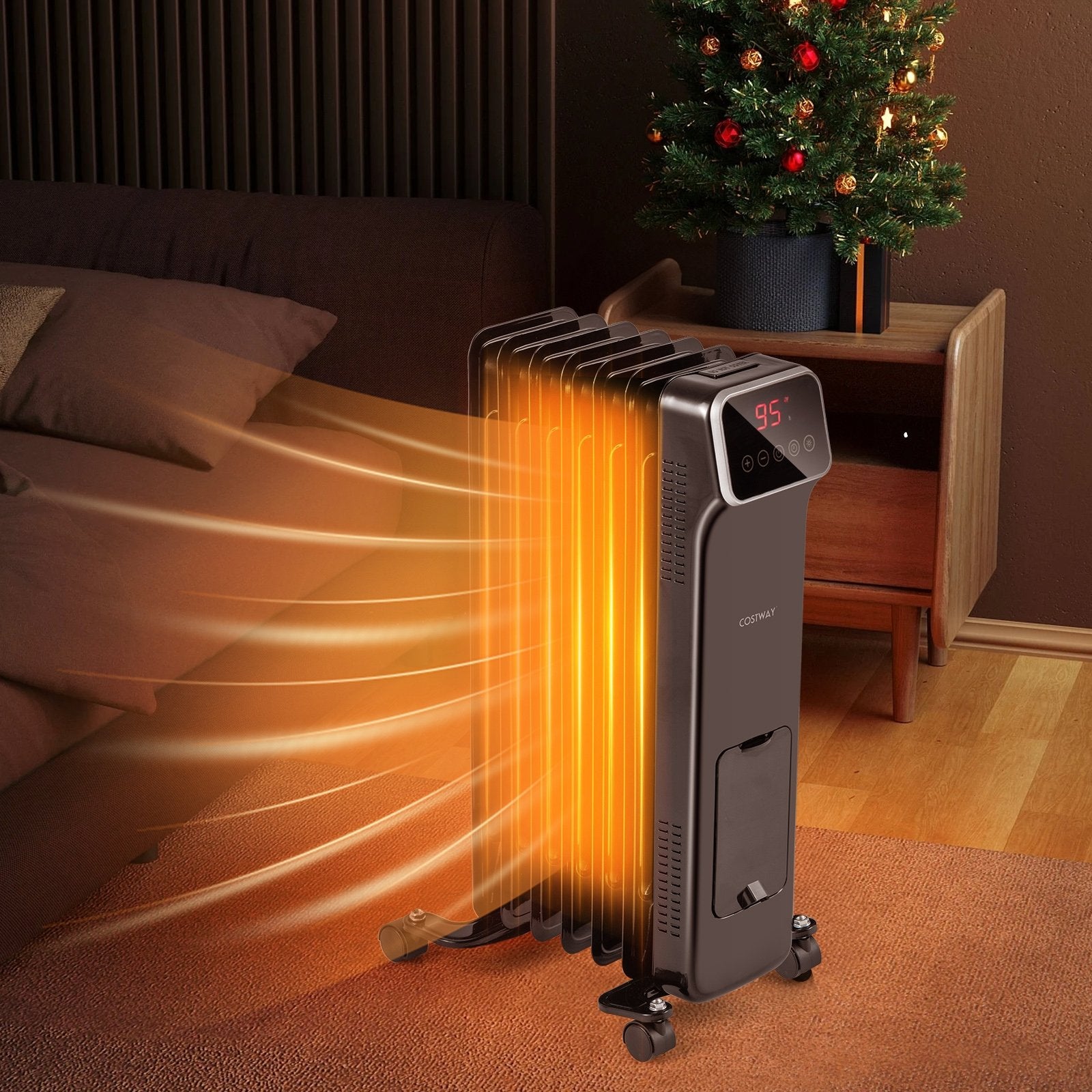 1500W Oil Filled Radiator Heater with Remote Control 3 Modes 24H Timer, Black Space Heaters   at Gallery Canada