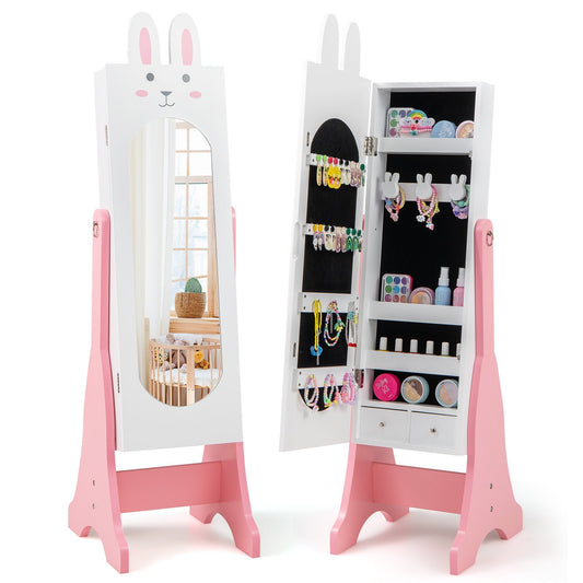 Kids Jewelry Armoire Cabinet with 2 Tilt Angles and Large Capacity, White Kids Vanities White  at Gallery Canada