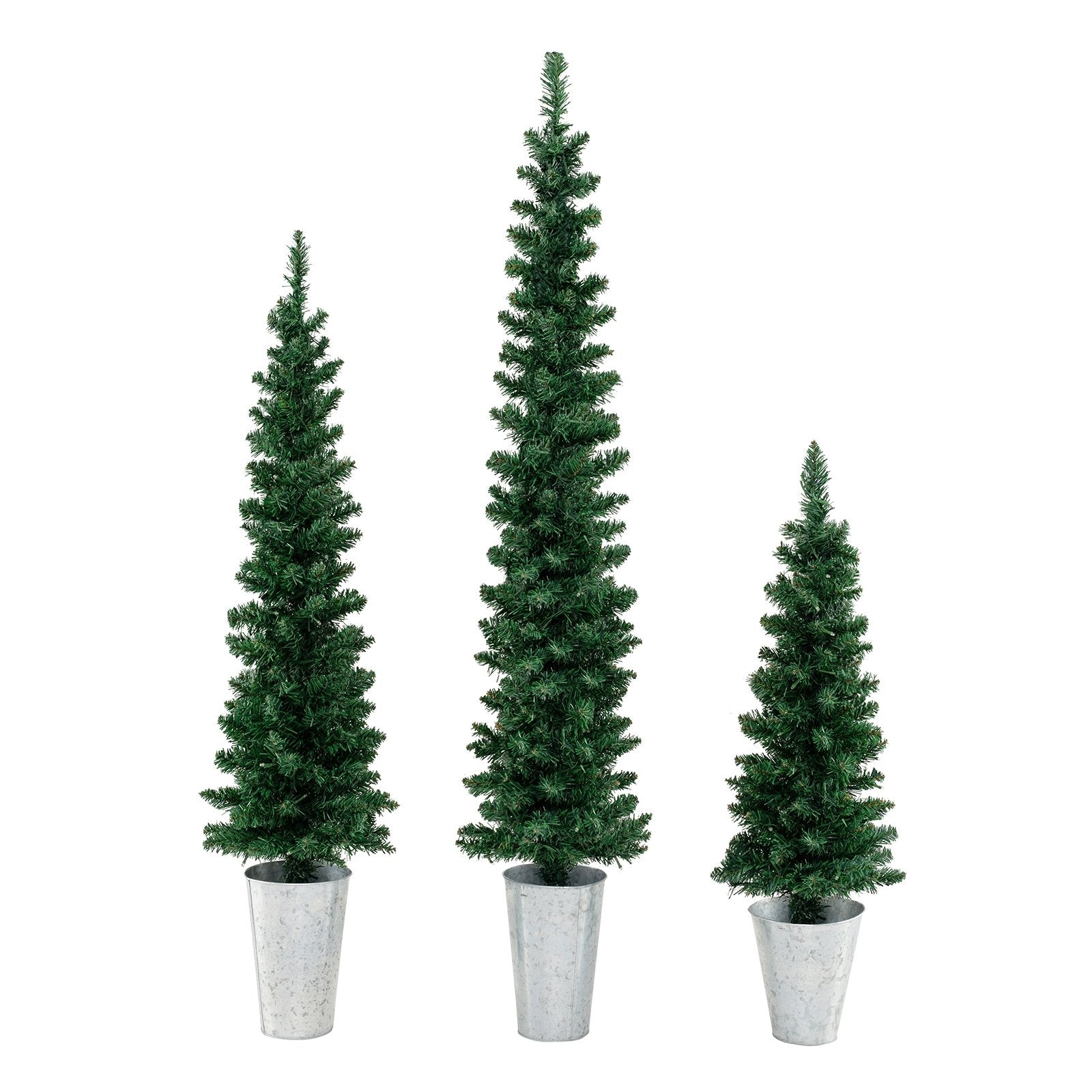 Set of 3 Pre-Lit Artificial Christmas Trees with 230 Warm White LED Lights, Green Christmas Tree Green  at Gallery Canada