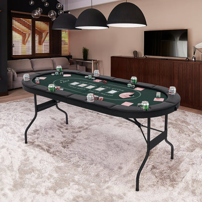 72 Inch Foldable Poker Table for 8 Players Portable Oval Card Board Game Table, Green Game Room   at Gallery Canada