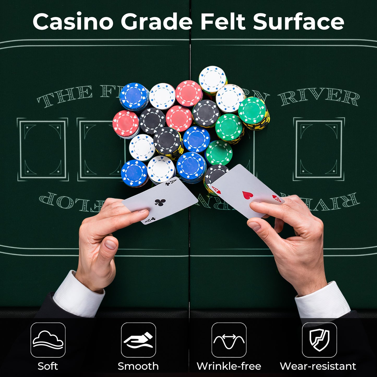 72 Inch Foldable Poker Table for 8 Players Portable Oval Card Board Game Table, Green Game Room   at Gallery Canada