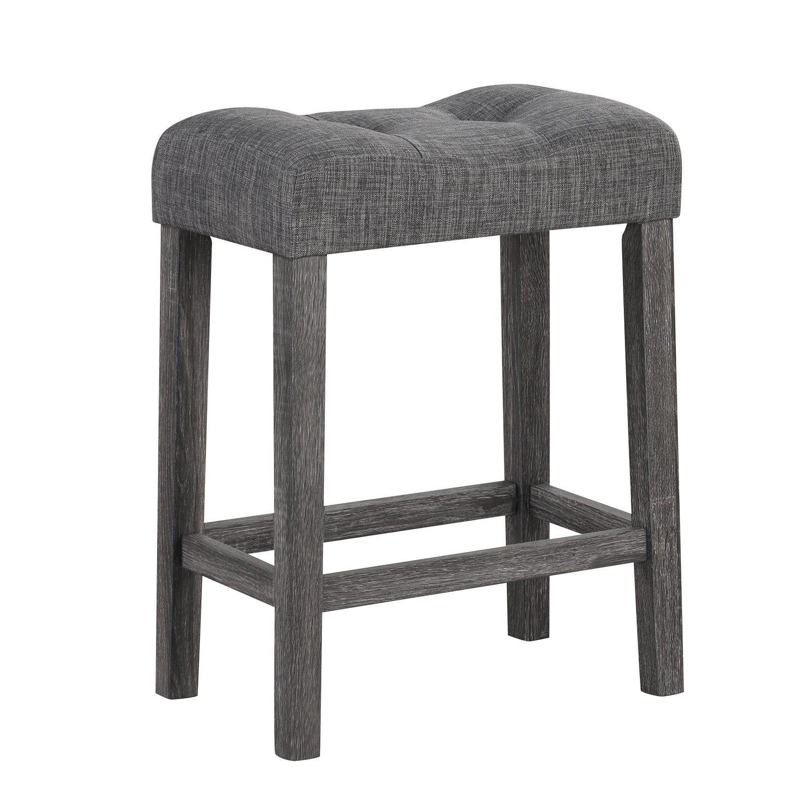 24 Inch Set of 2 Saddle Bar Stools with Padded Seat, Gray Bar Stools   at Gallery Canada