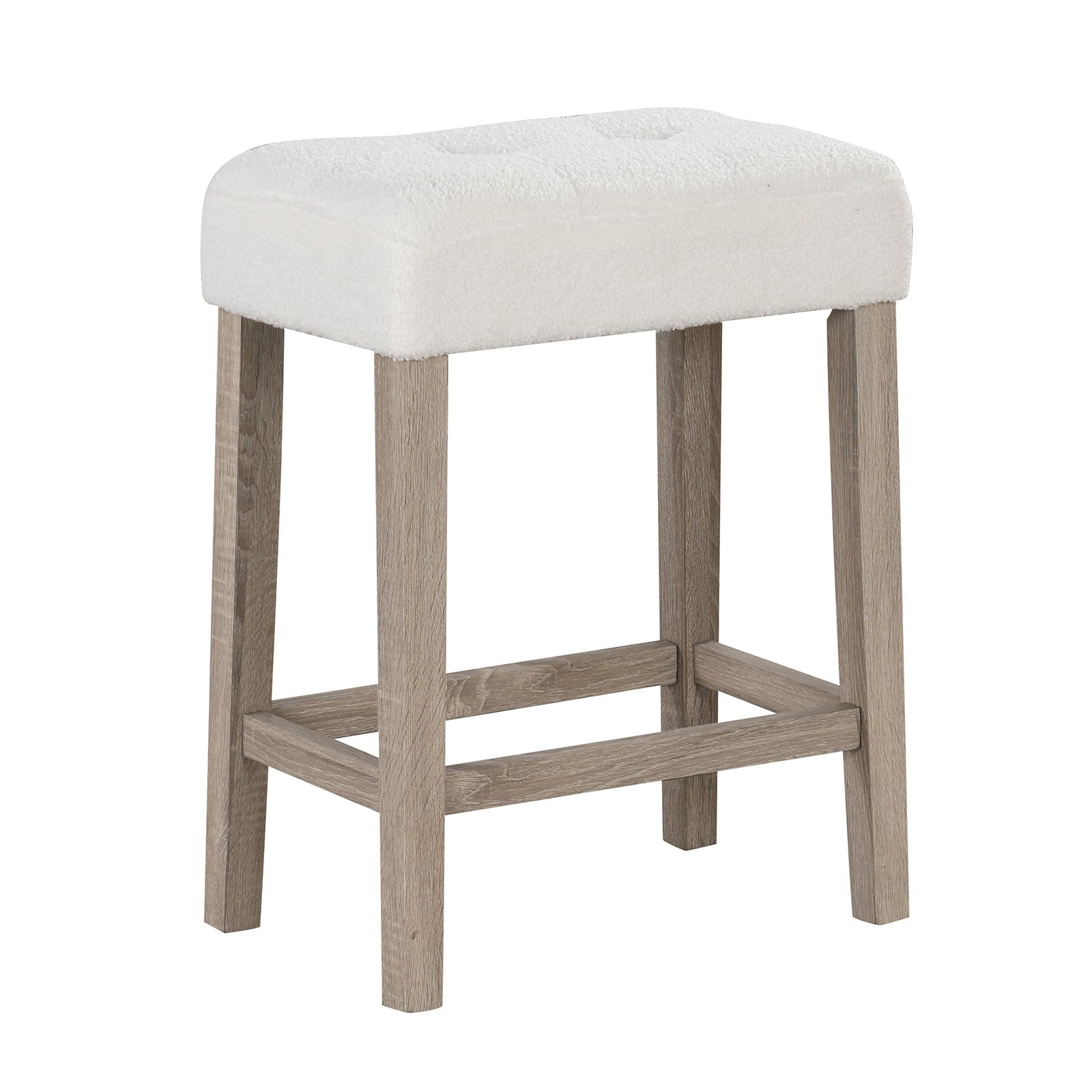 Modern Counter Height Bar Stools Set of 2 with Rubber Wood Legs, Beige Bar Stools   at Gallery Canada