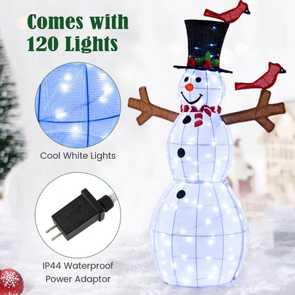 4.8 Feet Christmas Snowman with 120 LED Lights and 2 Decorative Red Birds Christmas Decor & Accessories   at Gallery Canada