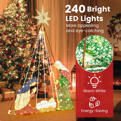 6 Feet Pre-Lit Nativity Scene Set with 240 Warm White LED Lights Christmas Decor & Accessories   at Gallery Canada