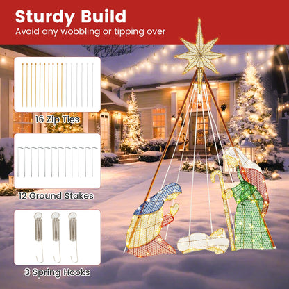 6 Feet Pre-Lit Nativity Scene Set with 240 Warm White LED Lights Christmas Decor & Accessories   at Gallery Canada