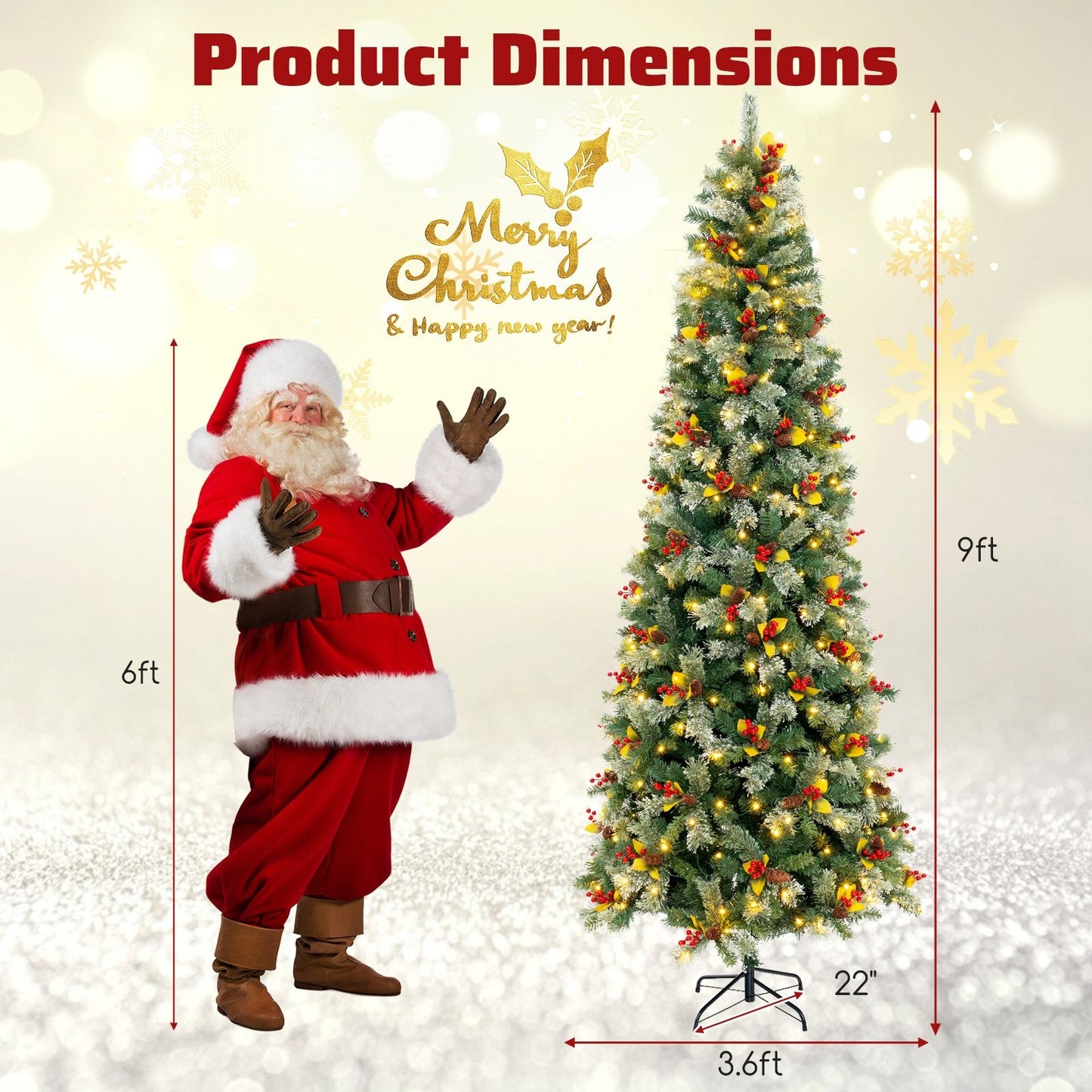 5/7.5/9 FT Pre-Lit Artificial Christmas Tree with 453/1096/1416 PVC and Pine Needles-XL, Green Christmas Tree   at Gallery Canada