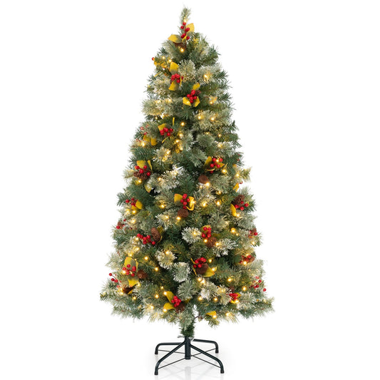 5/7.5/9 FT Pre-Lit Artificial Christmas Tree with 453/1096/1416 PVC and Pine Needles-S, Green Christmas Tree Small - Green  at Gallery Canada