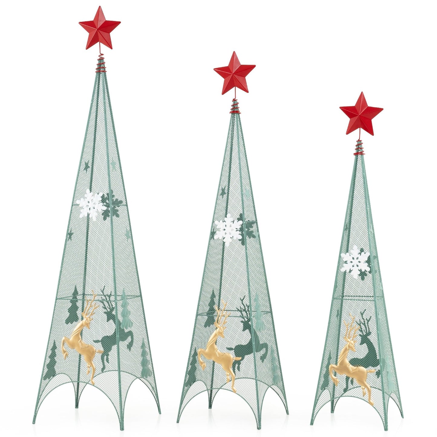 3/3.5/4 Feet Set of 3 Tower Shaped Christmas Trees with Removable Star Toppers, Multicolor Christmas Tree Multicolor  at Gallery Canada