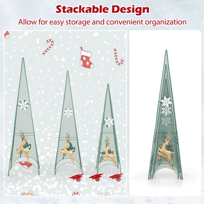 3/3.5/4 Feet Set of 3 Tower Shaped Christmas Trees with Removable Star Toppers, Multicolor Christmas Tree   at Gallery Canada