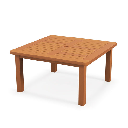 Patio Coffee Table with Umbrella Hole and Teak Oil Finish, Natural Patio Coffee Tables Natural  at Gallery Canada