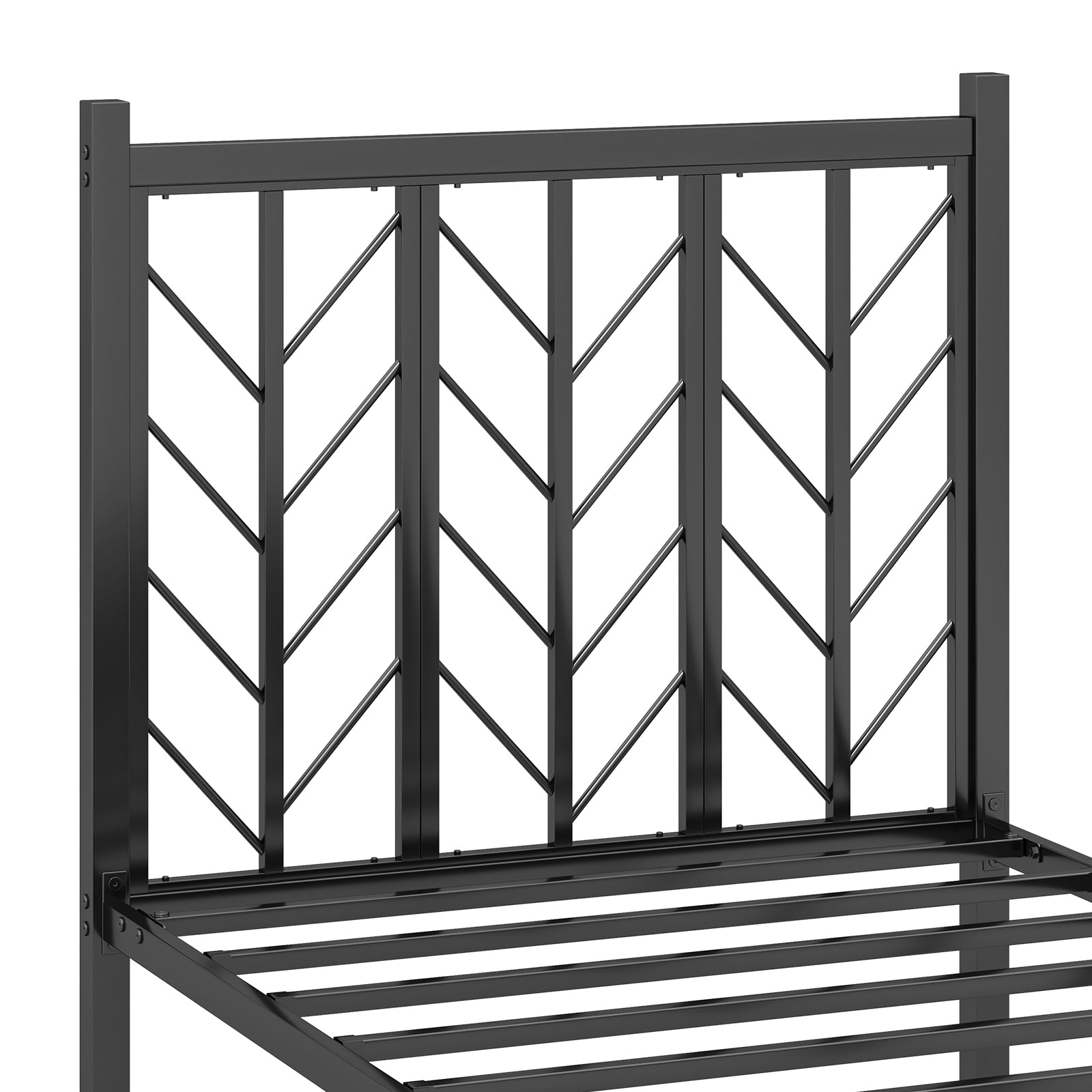 Twin Size Platform Bed with Headboard and Metal Frame-Twin Size, Black Simple Bed Frame   at Gallery Canada