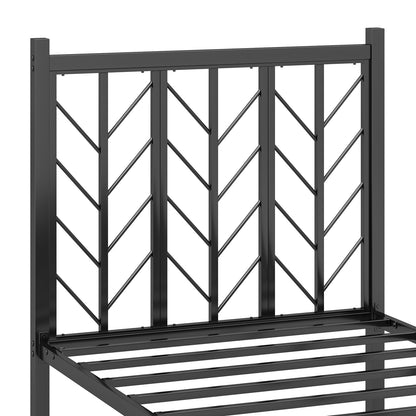 Twin Size Platform Bed with Headboard and Metal Frame-Twin Size, Black Simple Bed Frame   at Gallery Canada