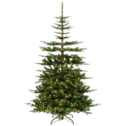 7 Feet Hinged Artificial Pre-lit Christmas Tree with 1303 Branch Tips, Green Christmas Tree   at Gallery Canada