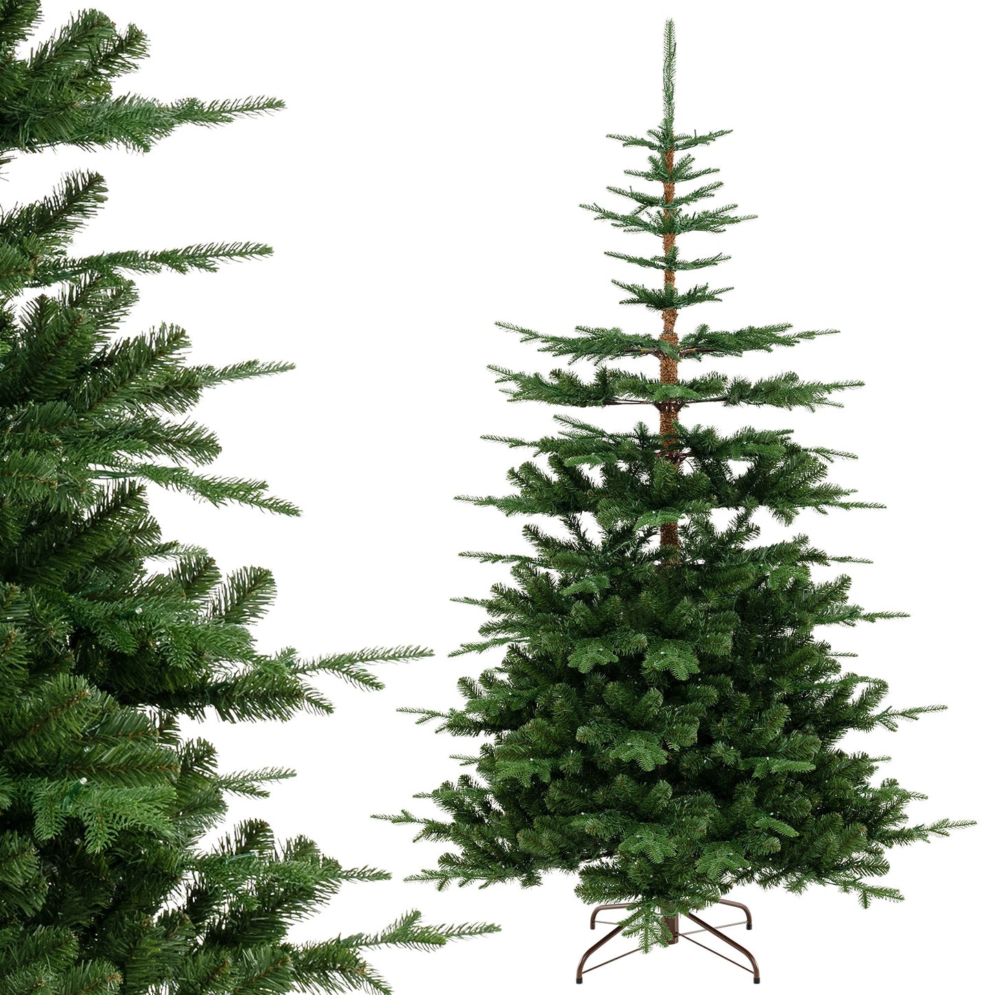 7 Feet Hinged Artificial Pre-lit Christmas Tree with 1303 Branch Tips, Green Christmas Tree   at Gallery Canada