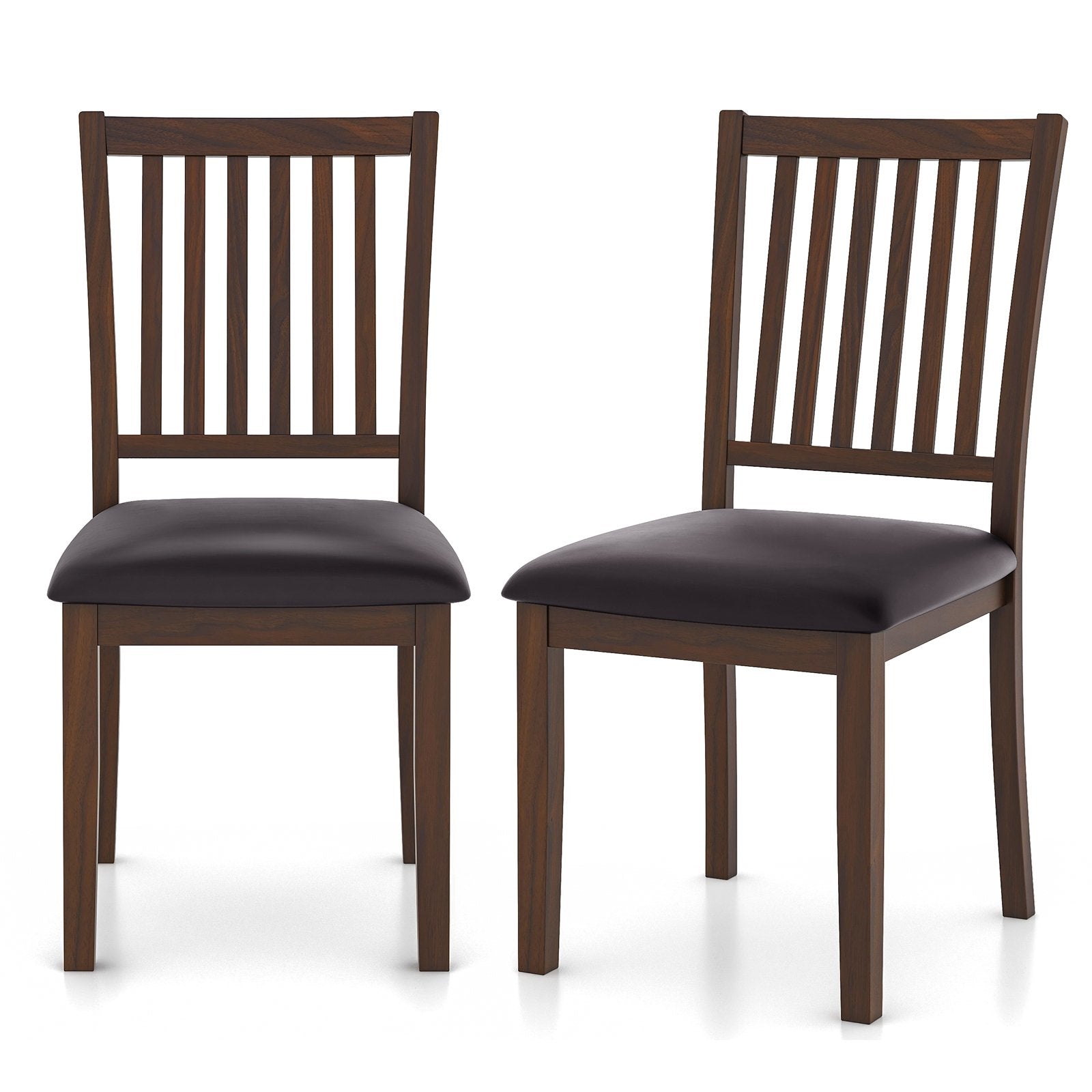 Upholstered Modern Dining Chair Set of 2 with Slanted High Backrest, Brown Dining Chairs Brown  at Gallery Canada