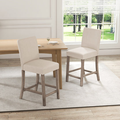 Counter Height Bar Stools Set of 2 with Back and Footrest, Beige Bar Stools   at Gallery Canada