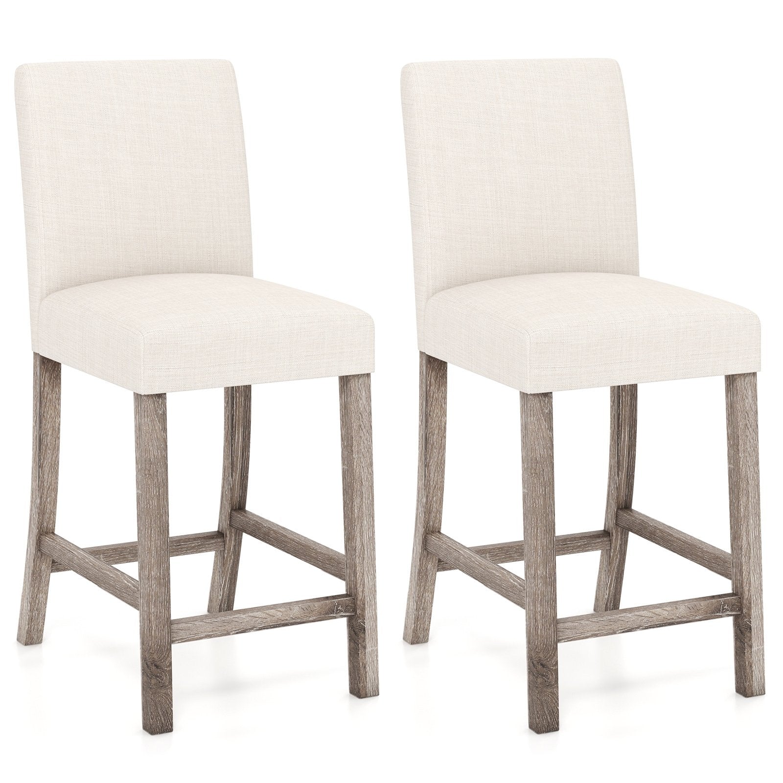 Counter Height Bar Stools Set of 2 with Back and Footrest, Beige Bar Stools Beige  at Gallery Canada