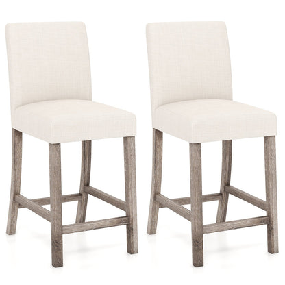 Counter Height Bar Stools Set of 2 with Back and Footrest, Beige Bar Stools Beige  at Gallery Canada