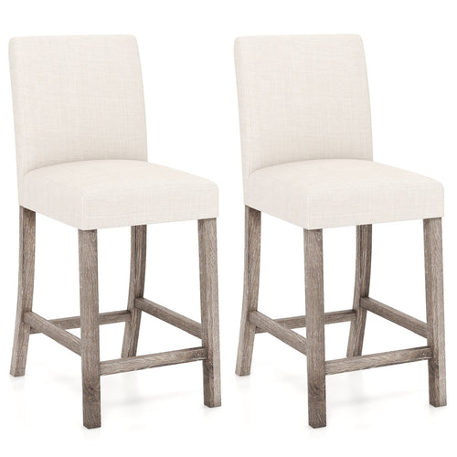 Counter Height Bar Stools Set of 2 with Back and Footrest, Beige