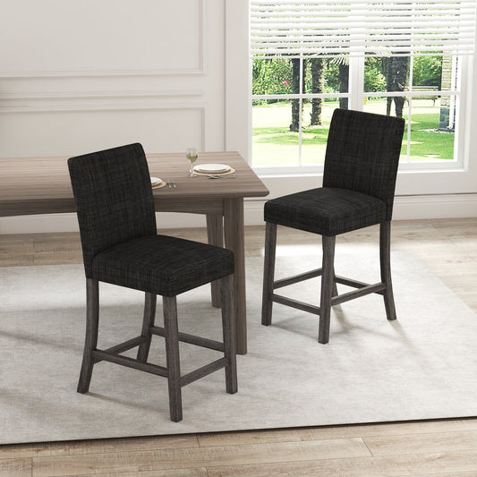 Counter Height Bar Stools Set of 2 with Back and Footrest, Gray Bar Stools Gray  at Gallery Canada