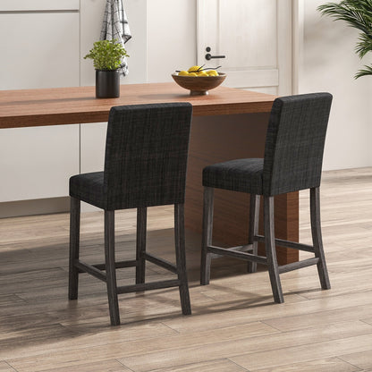 Counter Height Bar Stools Set of 2 with Back and Footrest, Gray Bar Stools   at Gallery Canada