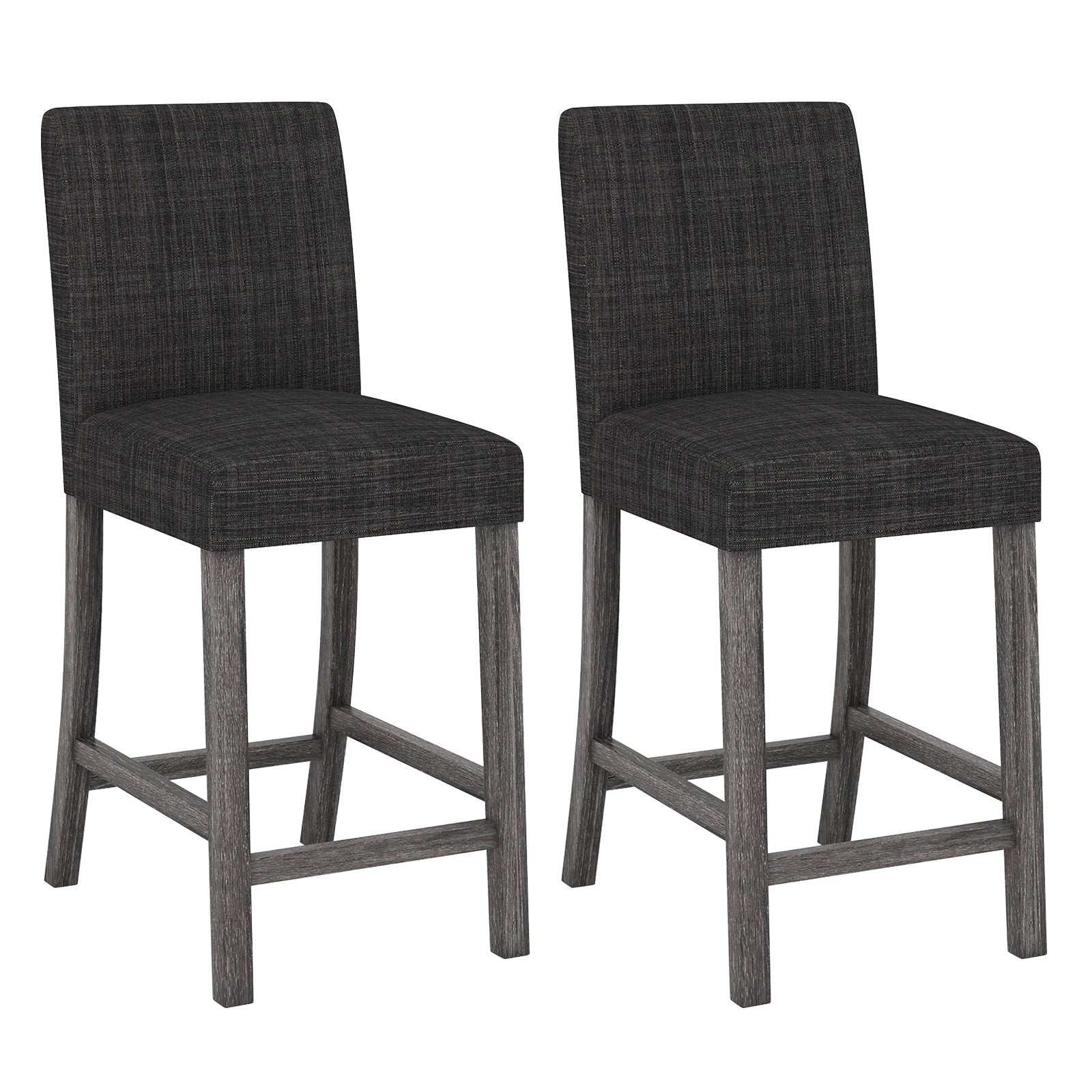Counter Height Bar Stools Set of 2 with Back and Footrest, Gray Bar Stools Gray at Gallery Canada
