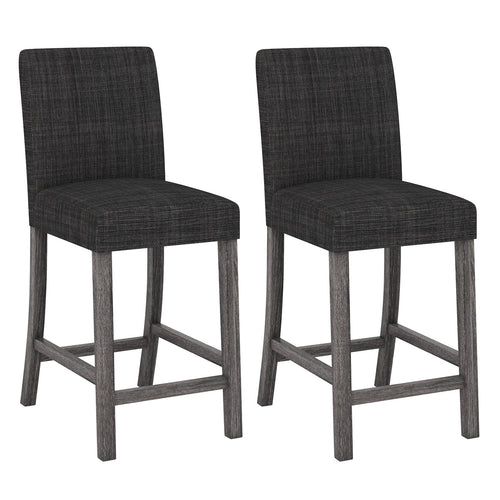 Counter Height Bar Stools Set of 2 with Back and Footrest, Gray