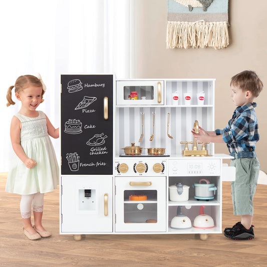 Pretend Play Kitchen for Kids with Real Sounds and Lights, White Play Kitchen Sets White  at Gallery Canada