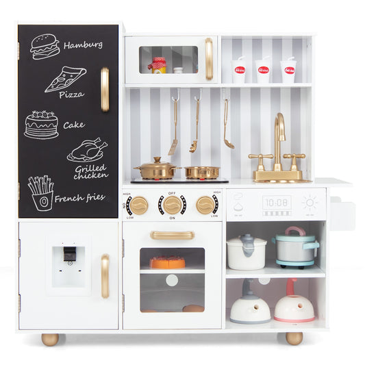 Pretend Play Kitchen for Kids with Real Sounds and Lights, White Play Kitchen Sets White  at Gallery Canada