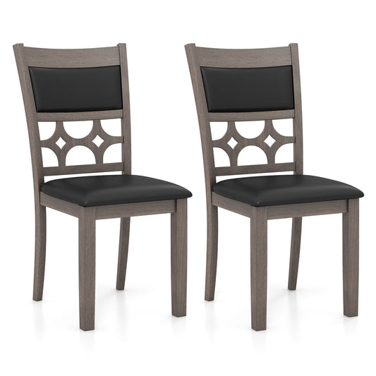 Upholstered Dining Chair Set of 2 with Padded Backrest and Seat, Gray Dining Chairs Gray  at Gallery Canada