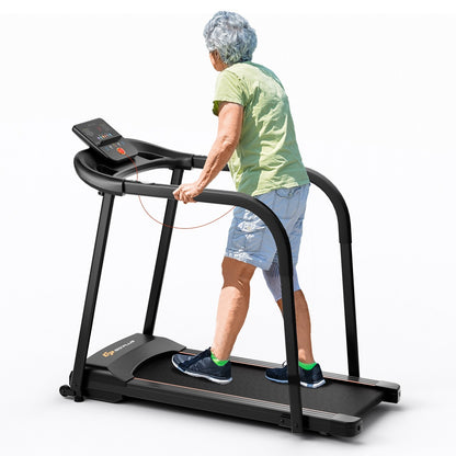 2.5 HP Walking Treadmill with Long Handrails for Seniors, Black Treadmills Black  at Gallery Canada