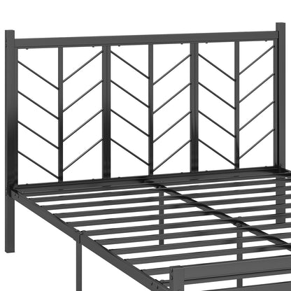 Queen Size Platform Bed with Headboard and Metal Frame-Queen Size, Black Simple Bed Frame   at Gallery Canada