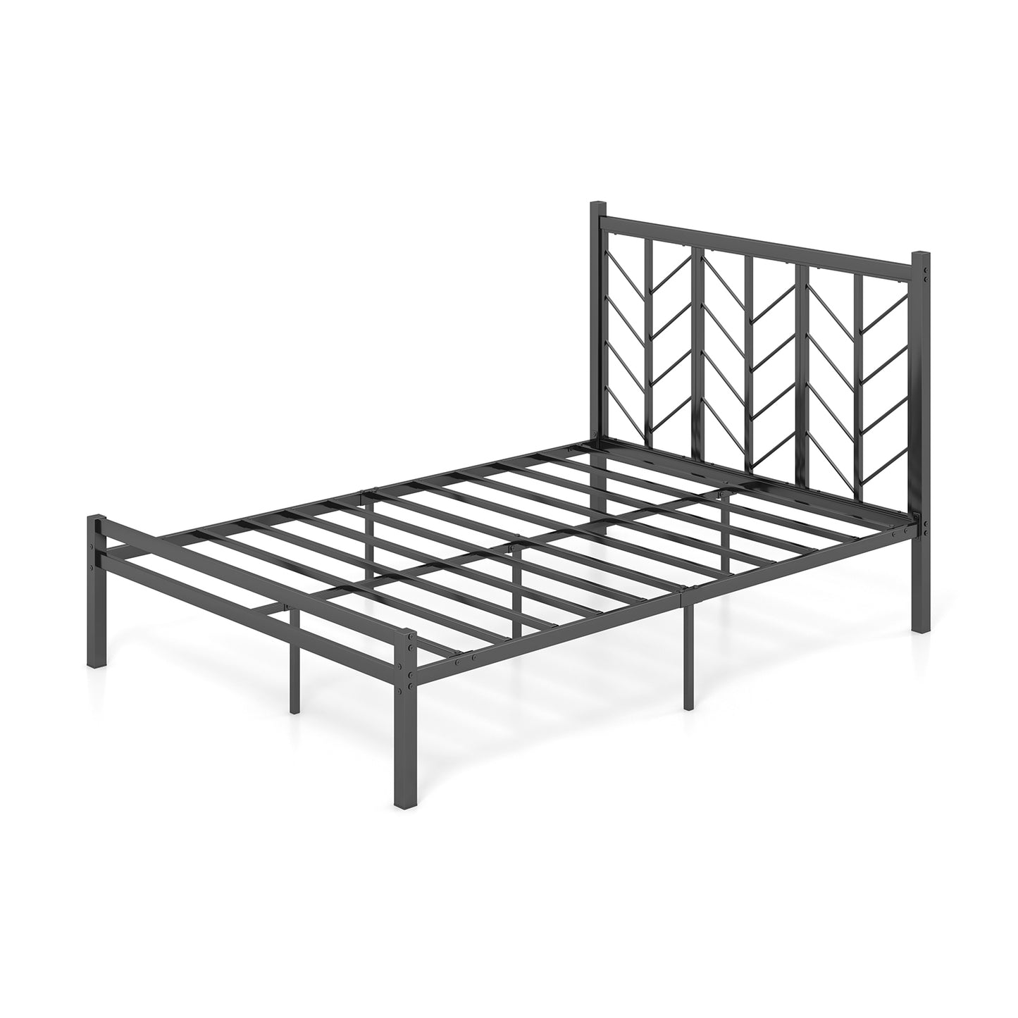 Full Size Platform Bed with Headboard and Metal Frame-Full Size, Black Simple Bed Frame Black  at Gallery Canada