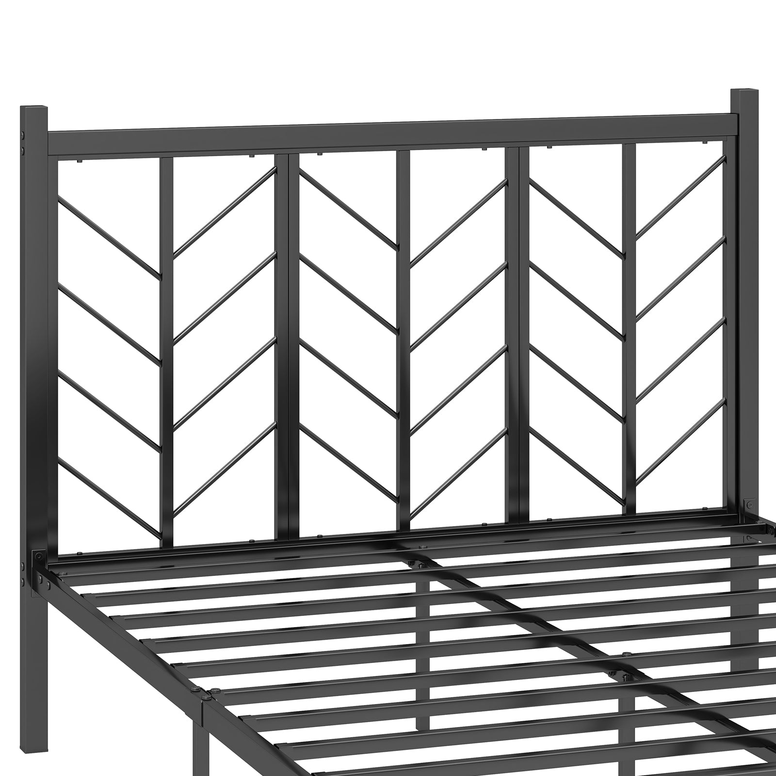 Full Size Platform Bed with Headboard and Metal Frame-Full Size, Black Simple Bed Frame   at Gallery Canada