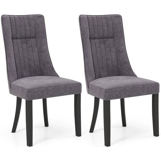 Channel Tufted Dining Chairs Set of 2 Upholstered Kitchen Side Chairs with High Backrest, Gray Dining Chairs Gray  at Gallery Canada