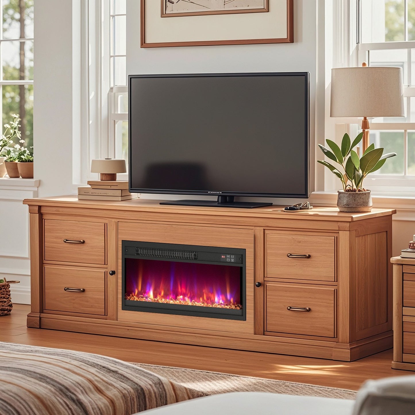 18/23/26 Inch 1500W Electric Fireplace Insert with Remote Control-23 inches, Black Fireplaces   at Gallery Canada