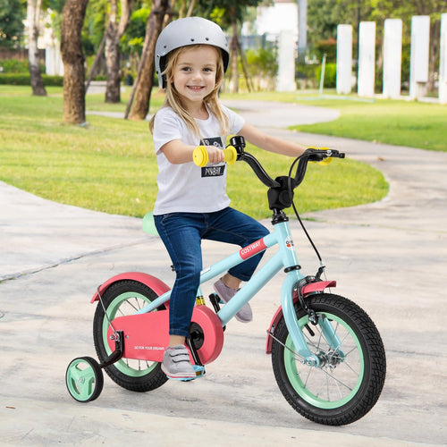 Kids Bike with Adjustable Handlebar and Saddle Blue-12 Inches, Blue