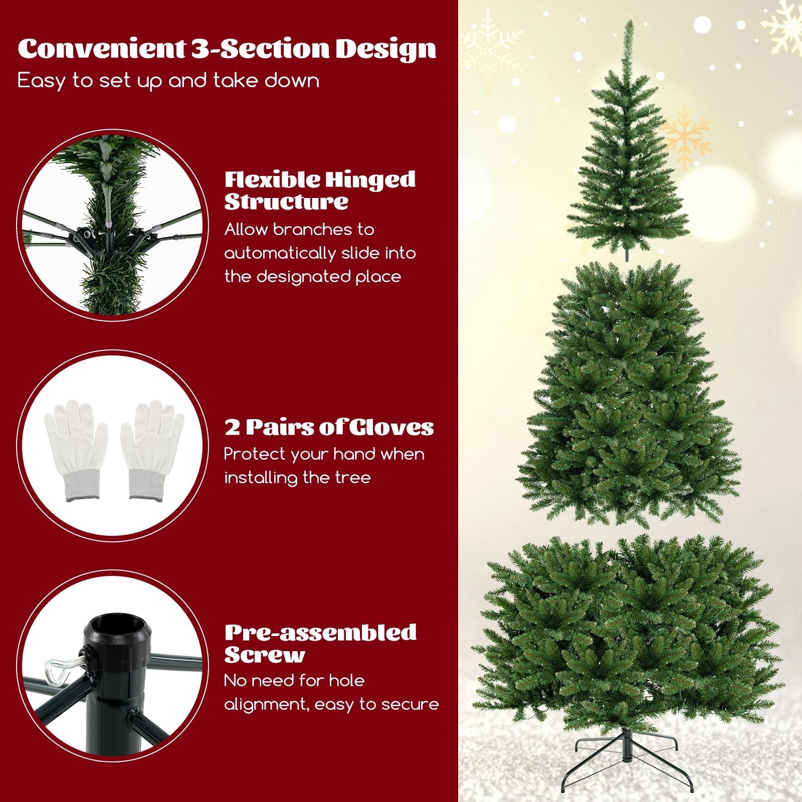 8 FT Corner Artificial Christmas Tree with 1137 Branch Tips and 360 Warm White LED Lights Christmas Tree   at Gallery Canada