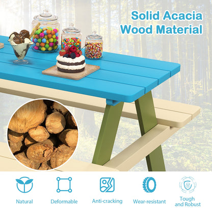 Kids Wooden Picnic Table Set Toddler Activity and Dining Table with Built-in Benches Kids Table & Chair Sets   at Gallery Canada