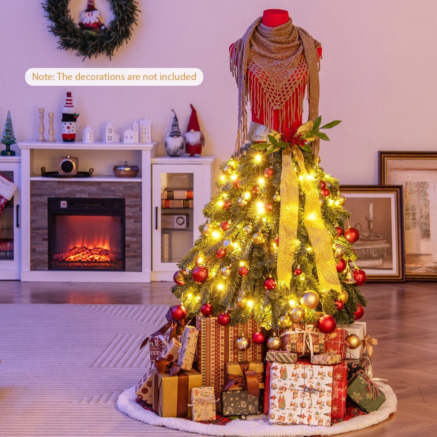 5 FT Pre-lit Mannequin Artificial Christmas Tree Dress Form Xmas Tree Christmas Tree   at Gallery Canada